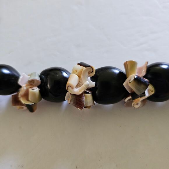 Hawaiian Polynesian Kukui Nut Lei Necklace Brown Shell Aloha Luau Vintage Gift - Picture 3 of 6